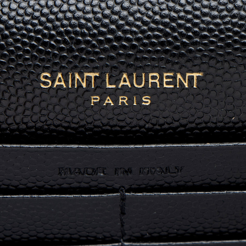 Saint Laurent Matelasse Grain de Poudre Monogram Envelope Chain Wallet (SHF-TV61tz)