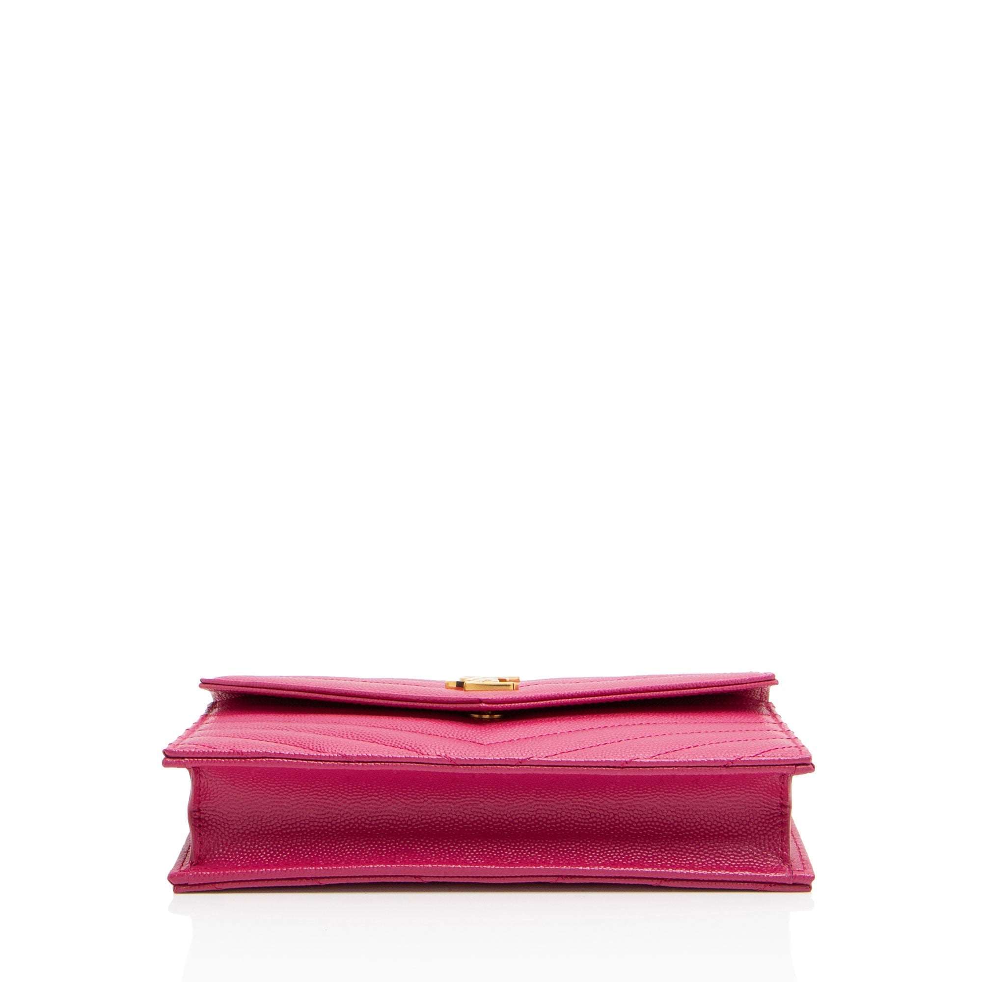 Saint Laurent Matelasse Grain de Poudre Monogram Envelope Chain Wallet (SHF-y7nVPq)