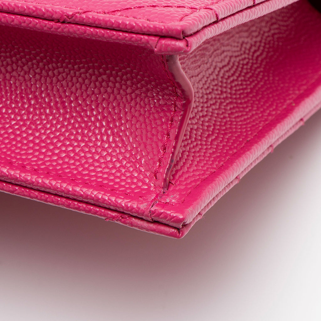 Saint Laurent Matelasse Grain de Poudre Monogram Envelope Chain Wallet (SHF-y7nVPq)
