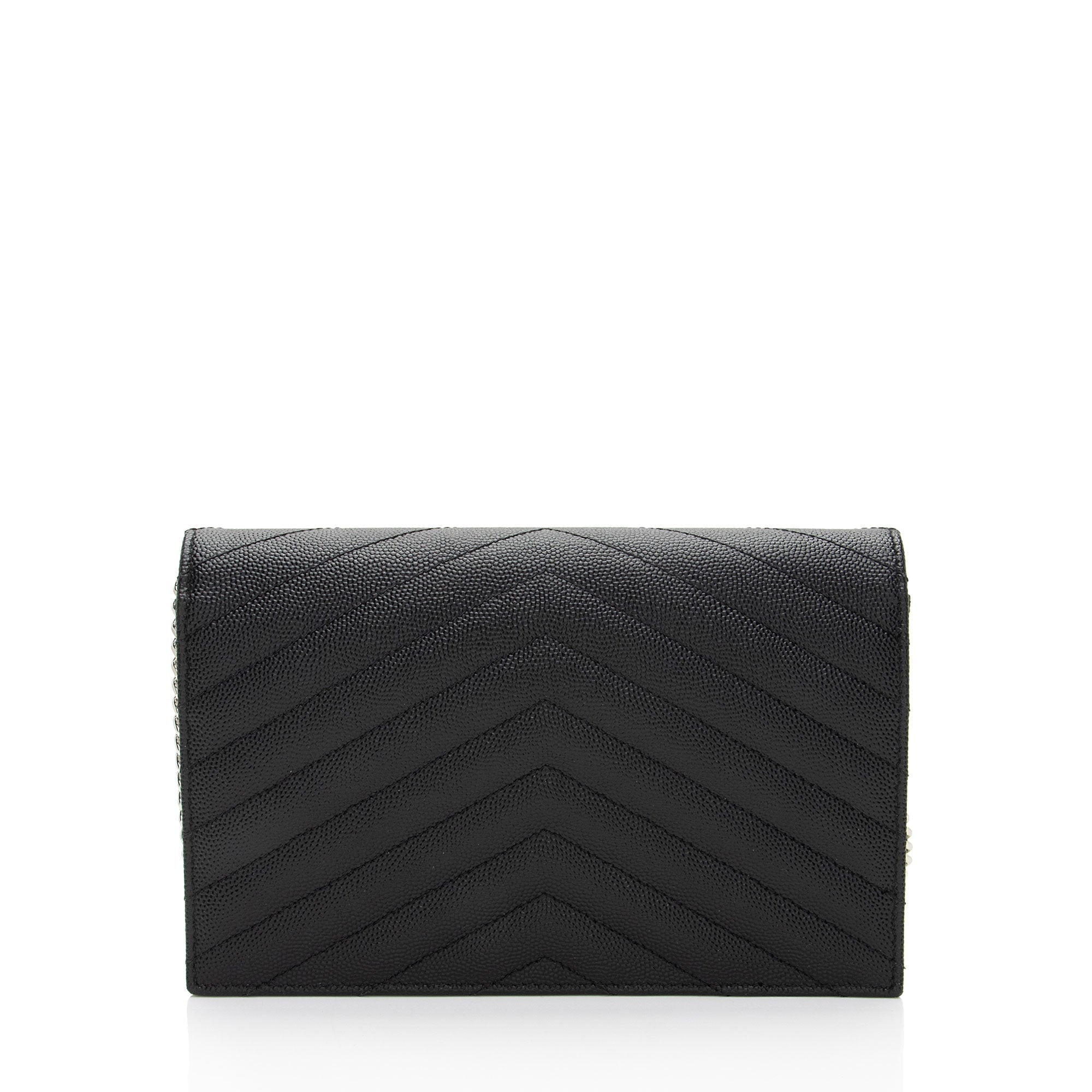 Saint Laurent Matelasse Grain de Poudre Monogram Envelope Chain Wallet