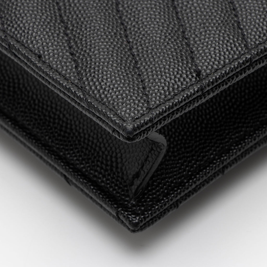 Saint Laurent Matelasse Grain de Poudre Monogram Envelope Chain Wallet