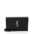 Saint Laurent Matelasse Grain de Poudre Monogram Envelope Chain Wallet
