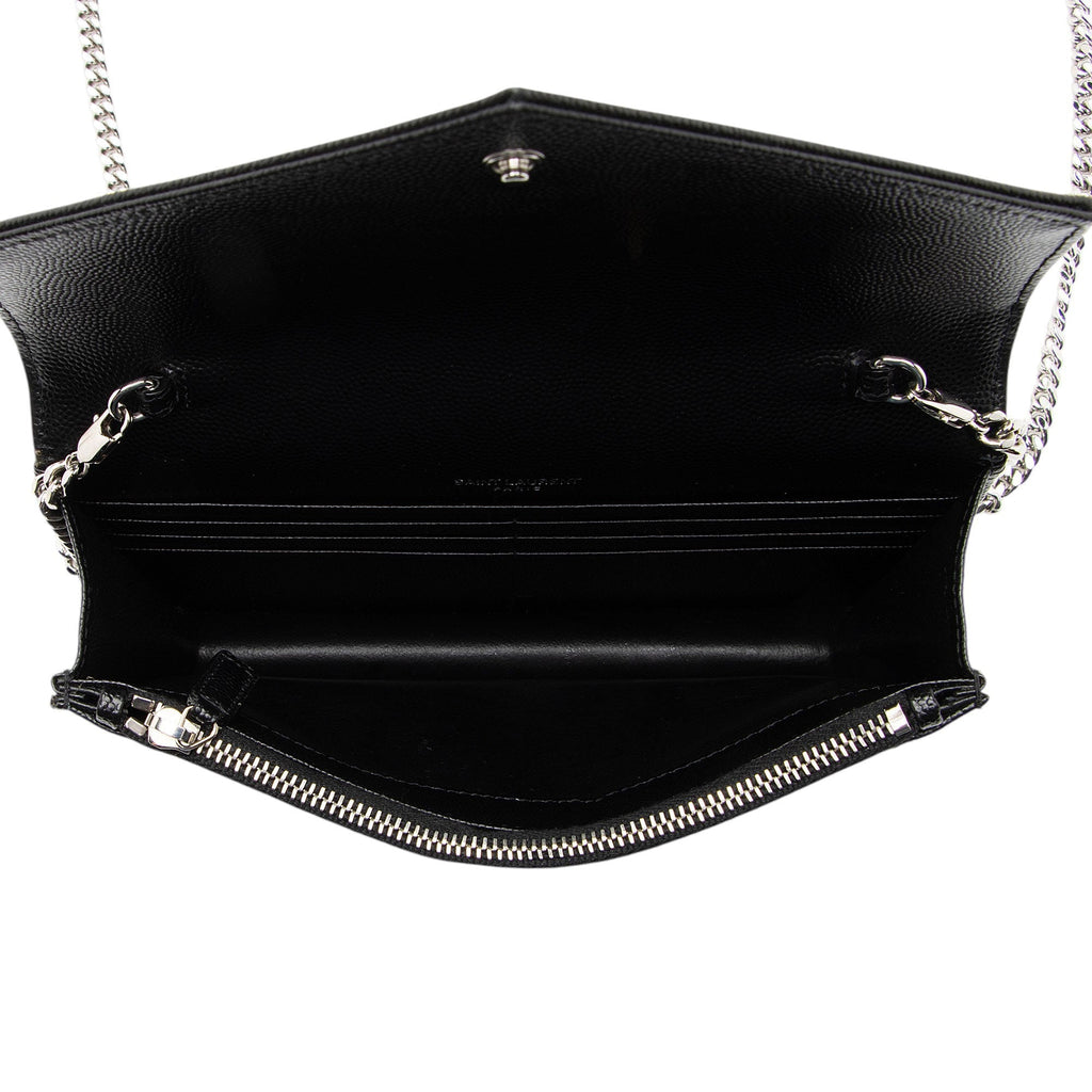 Saint Laurent Matelasse Grain de Poudre Monogram Envelope Chain Wallet