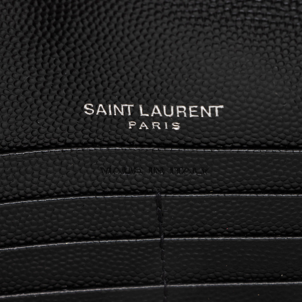 Saint Laurent Matelasse Grain de Poudre Monogram Envelope Chain Wallet
