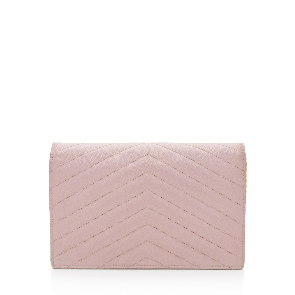 Saint Laurent Matelasse Grain de Poudre Monogram Envelope Chain Wallet