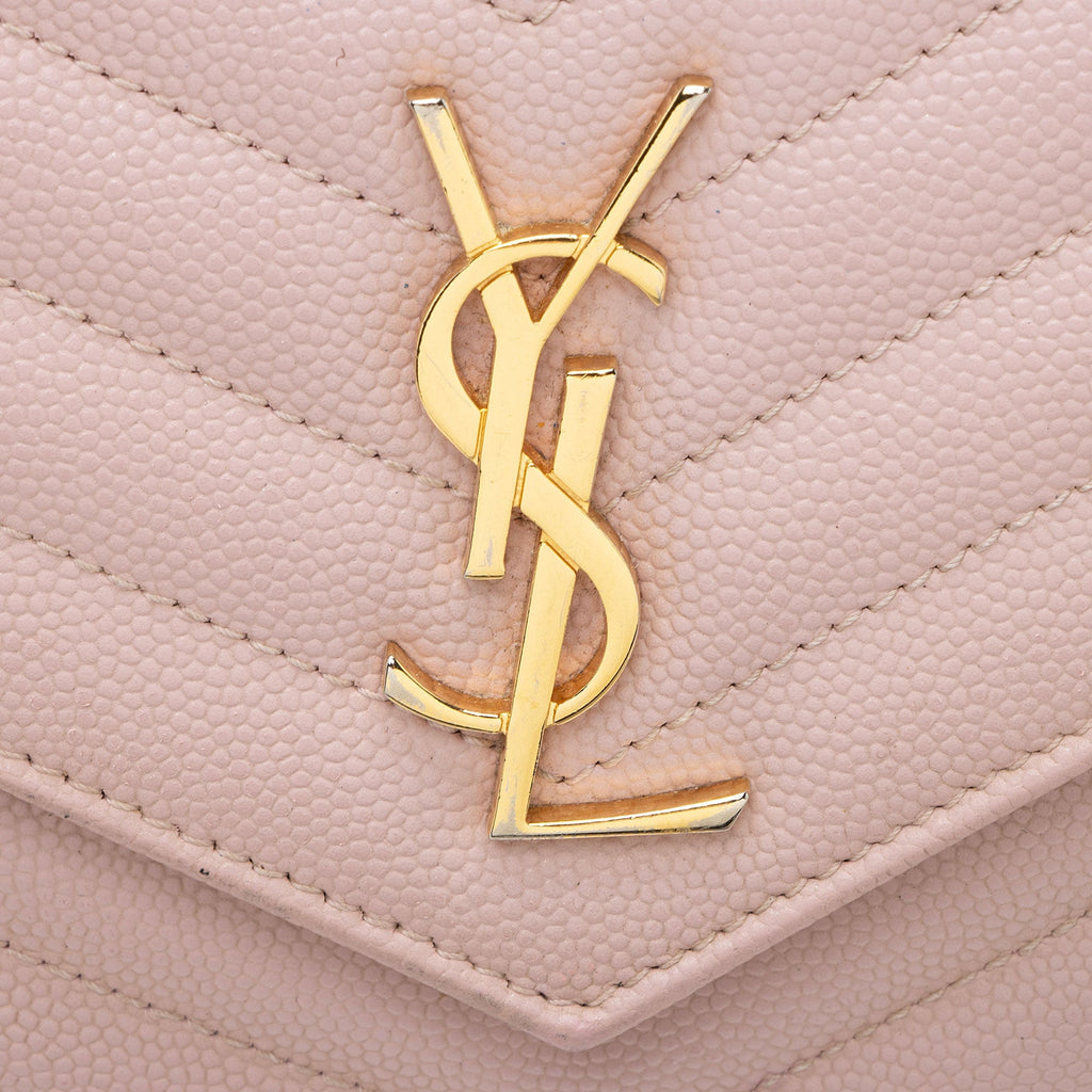 Saint Laurent Matelasse Grain de Poudre Monogram Envelope Chain Wallet