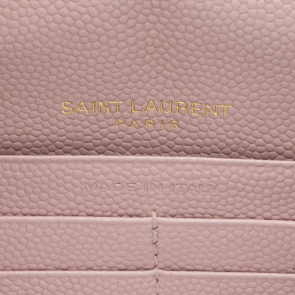Saint Laurent Matelasse Grain de Poudre Monogram Envelope Chain Wallet
