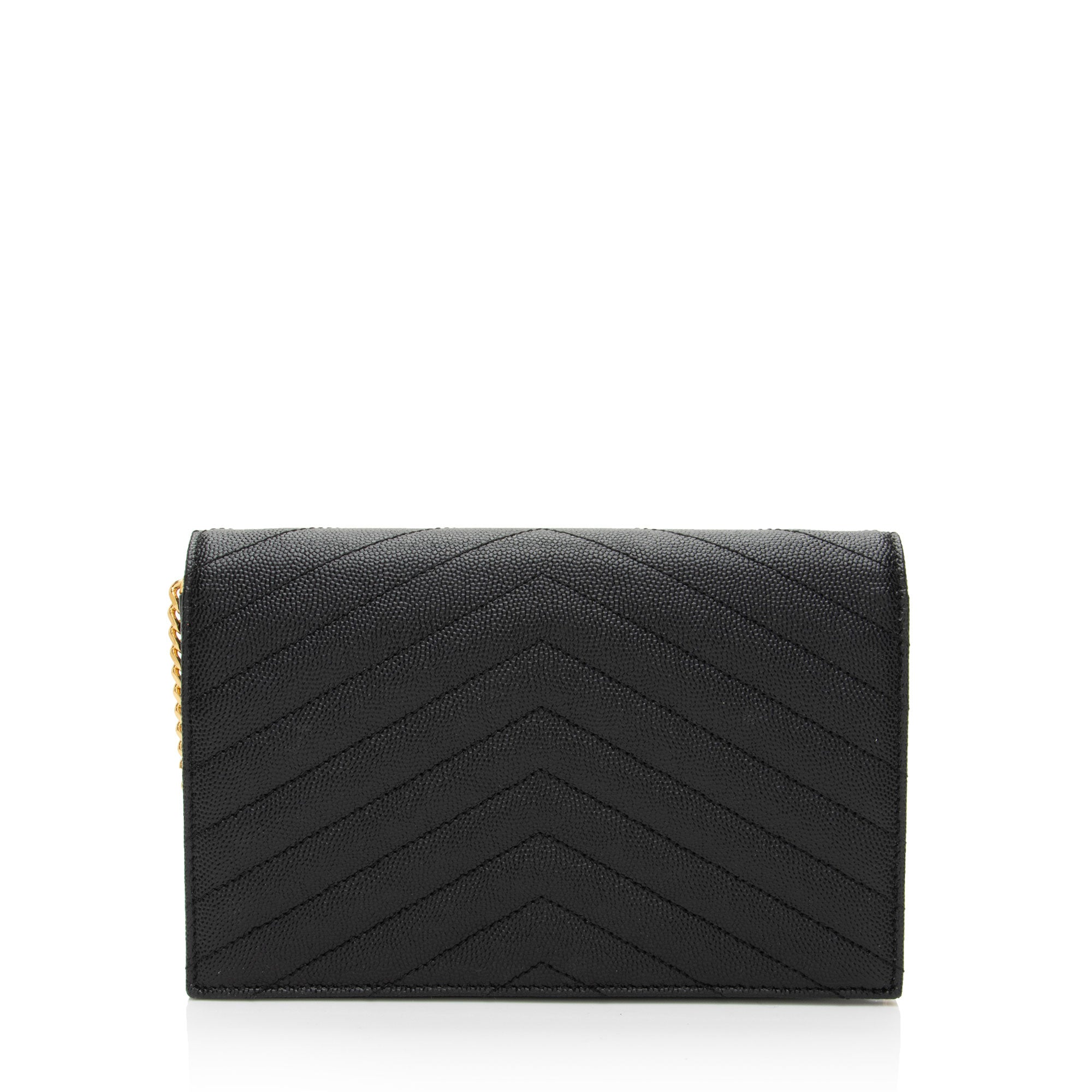 Saint Laurent Matelasse Grain de Poudre Monogram Envelope Chain Wallet