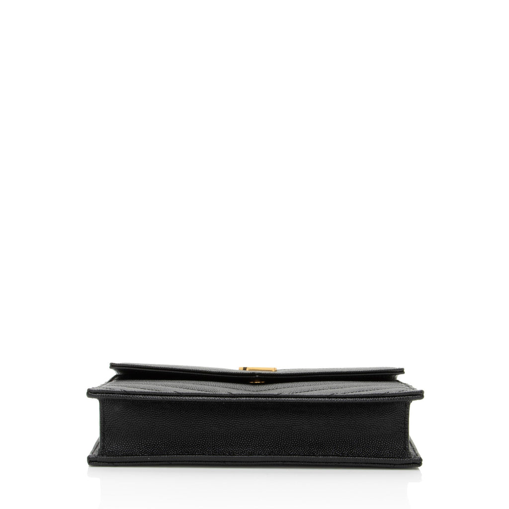 Saint Laurent Matelasse Grain de Poudre Monogram Envelope Chain Wallet