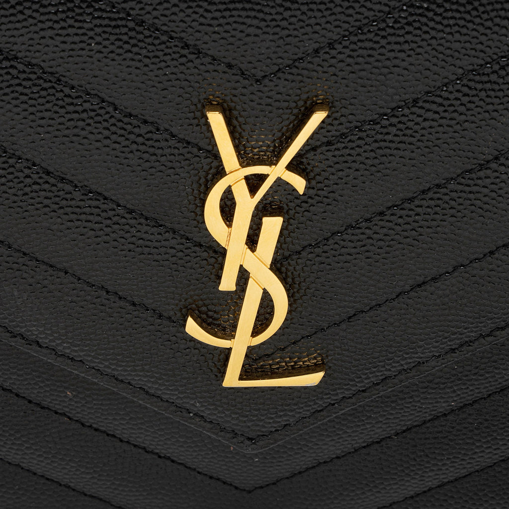 Saint Laurent Matelasse Grain de Poudre Monogram Envelope Chain Wallet