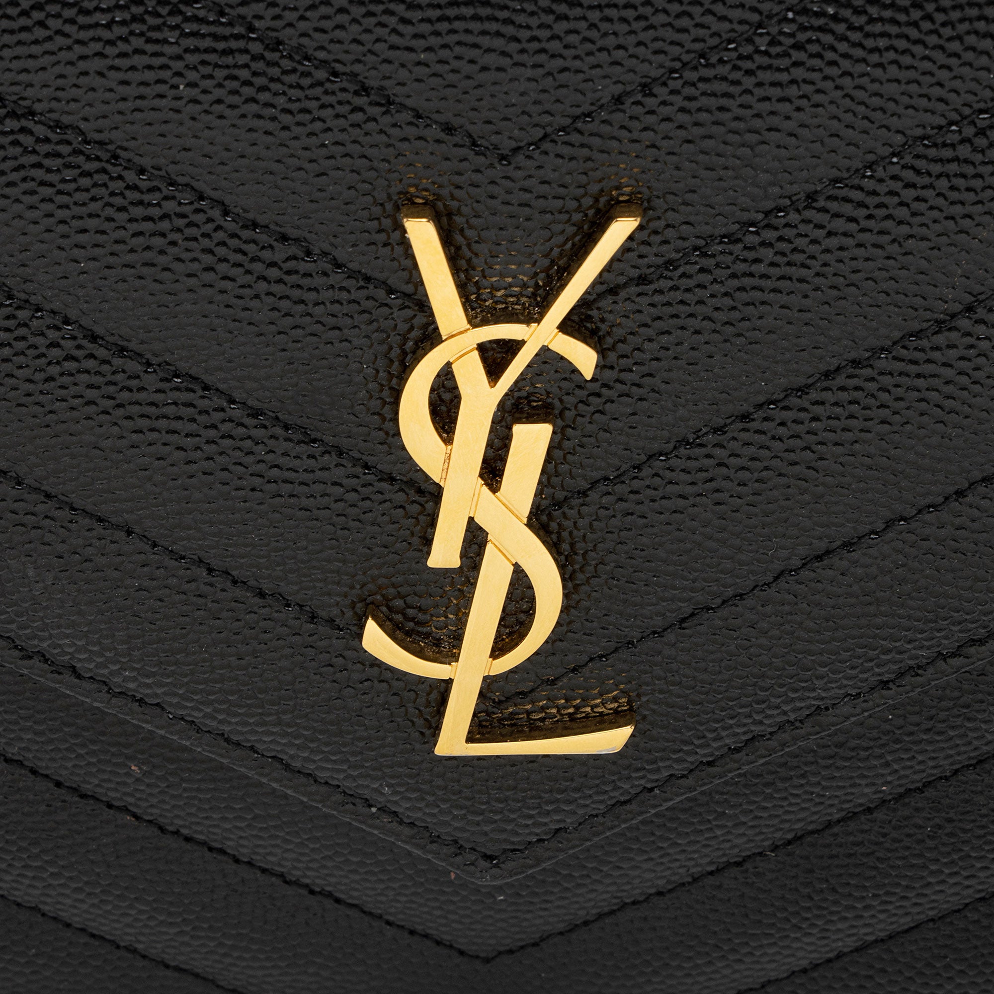 Saint Laurent Matelasse Grain de Poudre Monogram Envelope Chain Wallet