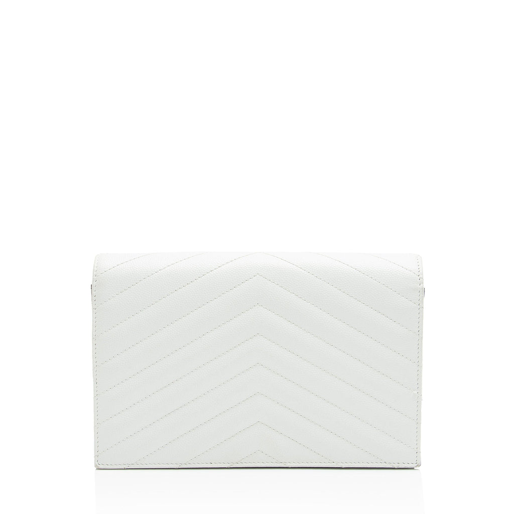 Saint Laurent Matelasse Grain de Poudre Monogram Envelope Chain Wallet