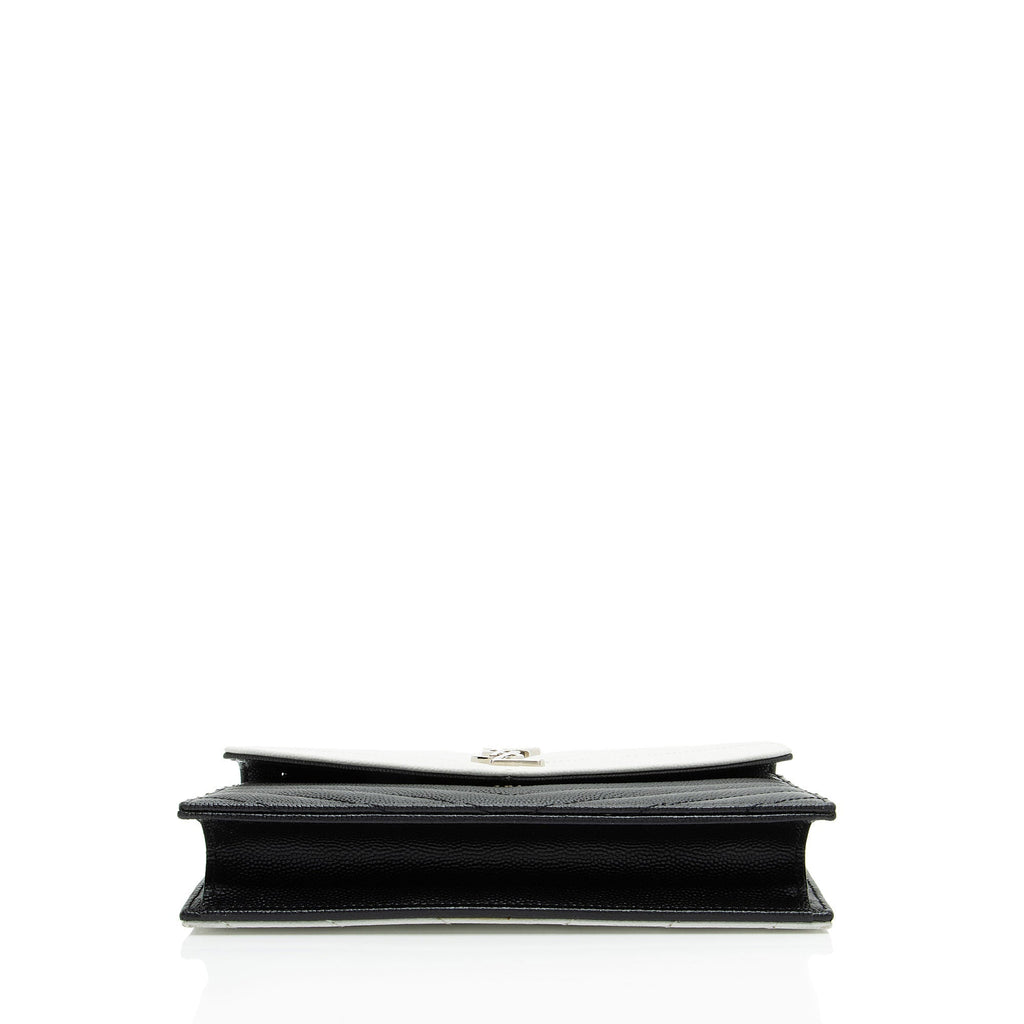 Saint Laurent Matelasse Grain de Poudre Monogram Envelope Chain Wallet