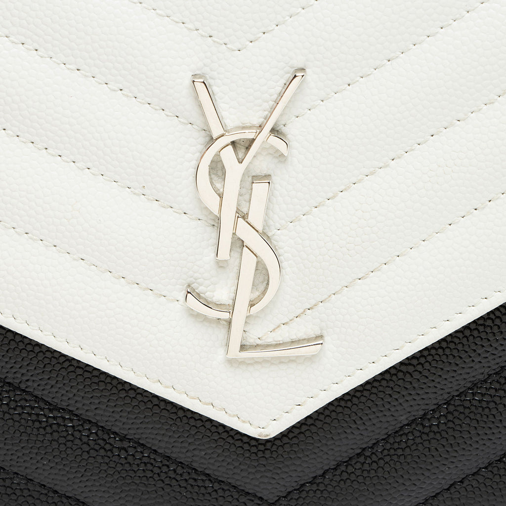 Saint Laurent Matelasse Grain de Poudre Monogram Envelope Chain Wallet