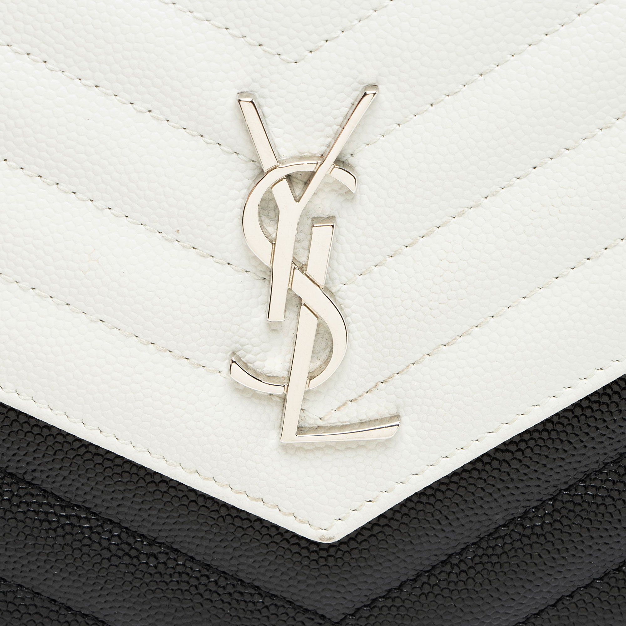 Saint Laurent Matelasse Grain de Poudre Monogram Envelope Chain Wallet