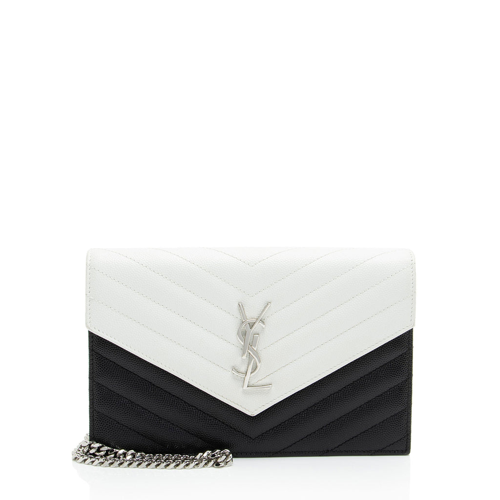 Saint Laurent Matelasse Grain de Poudre Monogram Envelope Chain Wallet