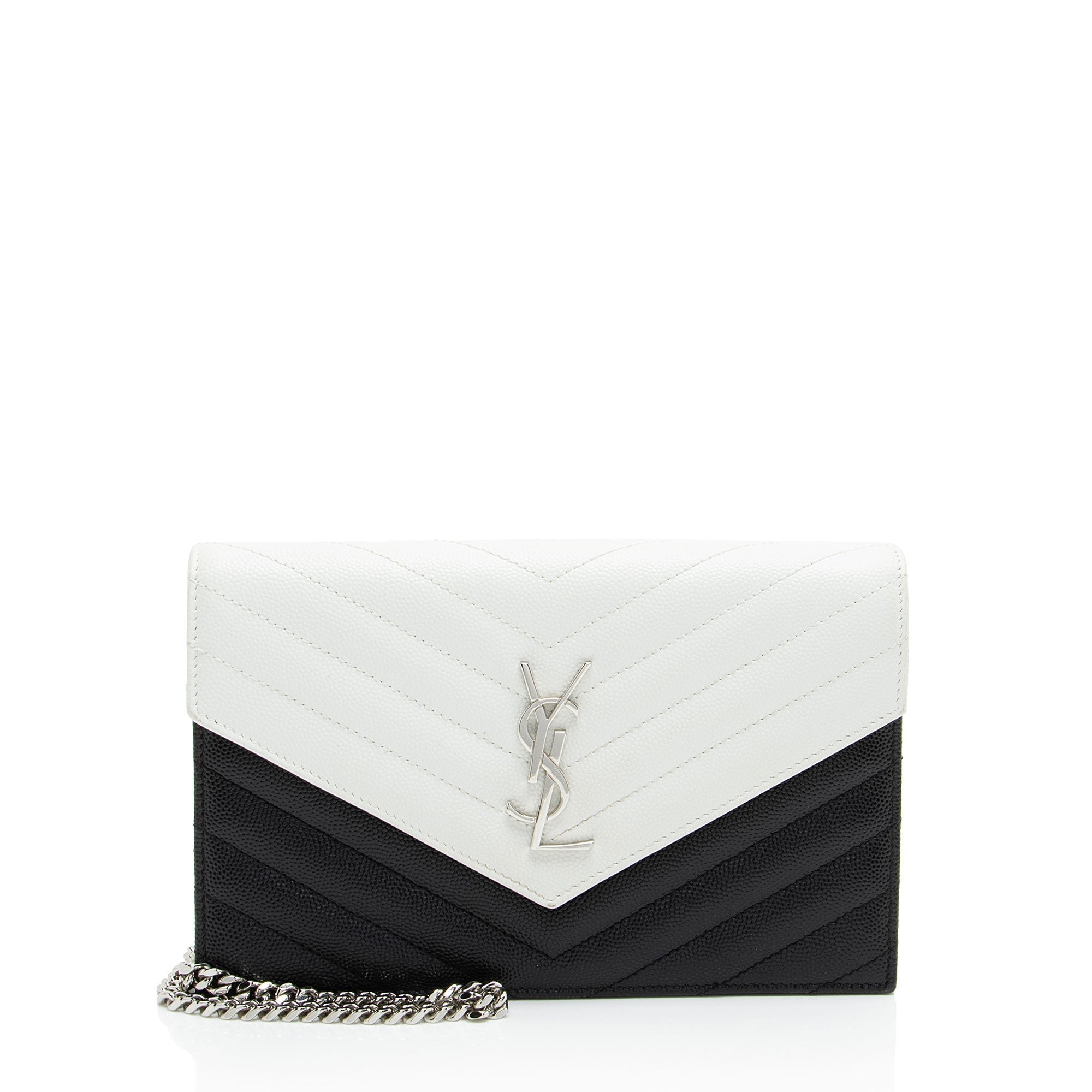 Saint Laurent Matelasse Grain de Poudre Monogram Envelope Chain Wallet