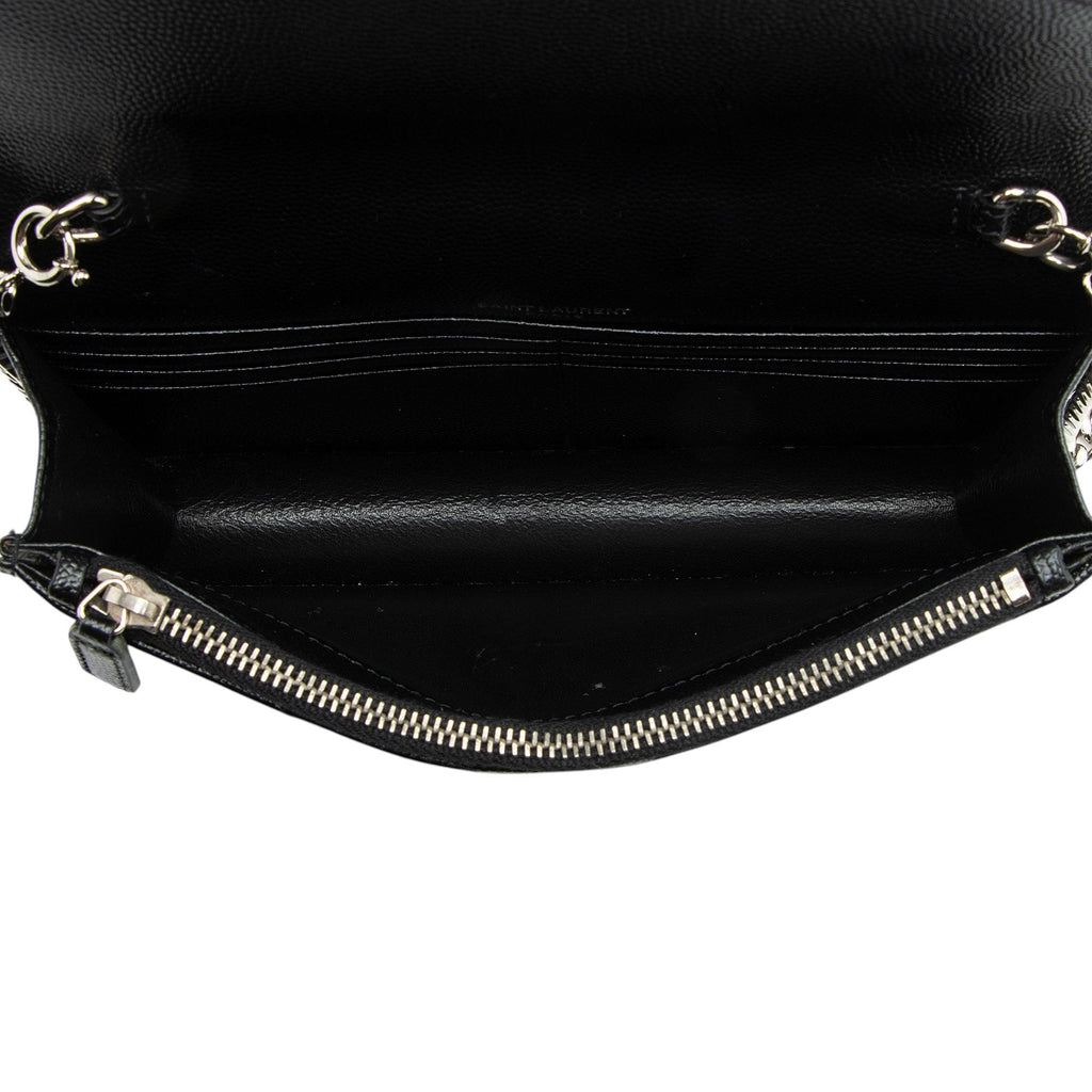 Saint Laurent Matelasse Grain de Poudre Monogram Envelope Chain Wallet