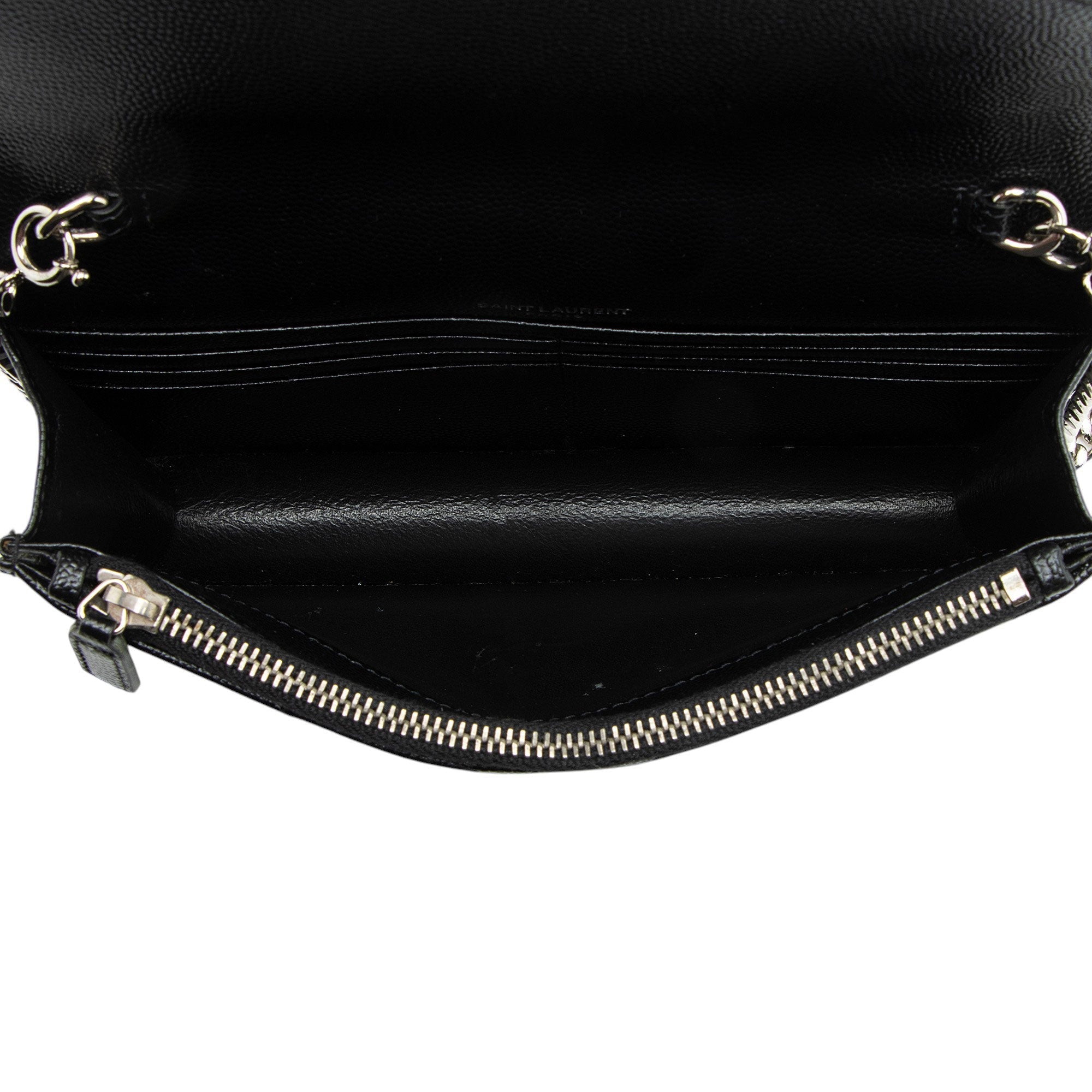 Saint Laurent Matelasse Grain de Poudre Monogram Envelope Chain Wallet
