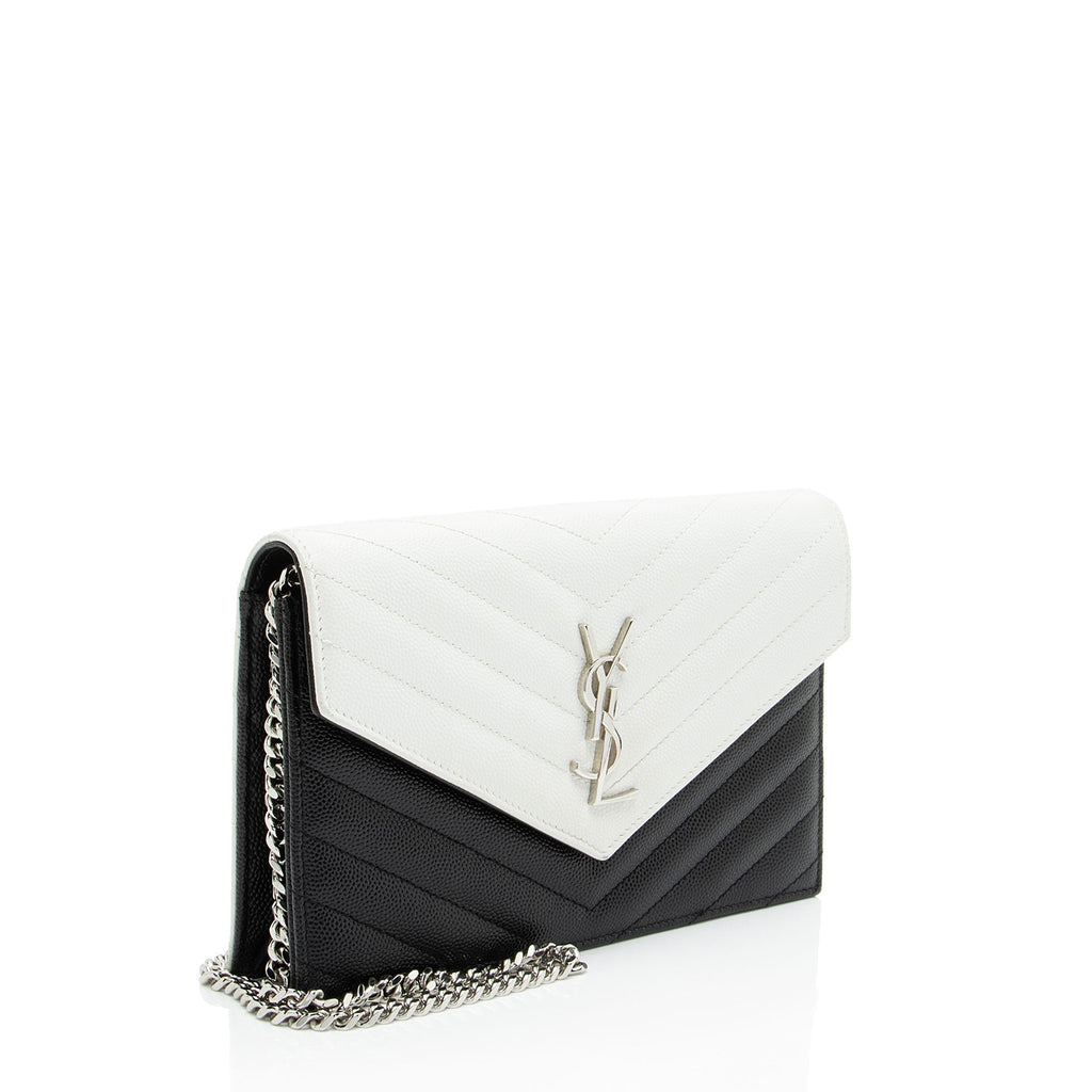 Saint Laurent Matelasse Grain de Poudre Monogram Envelope Chain Wallet
