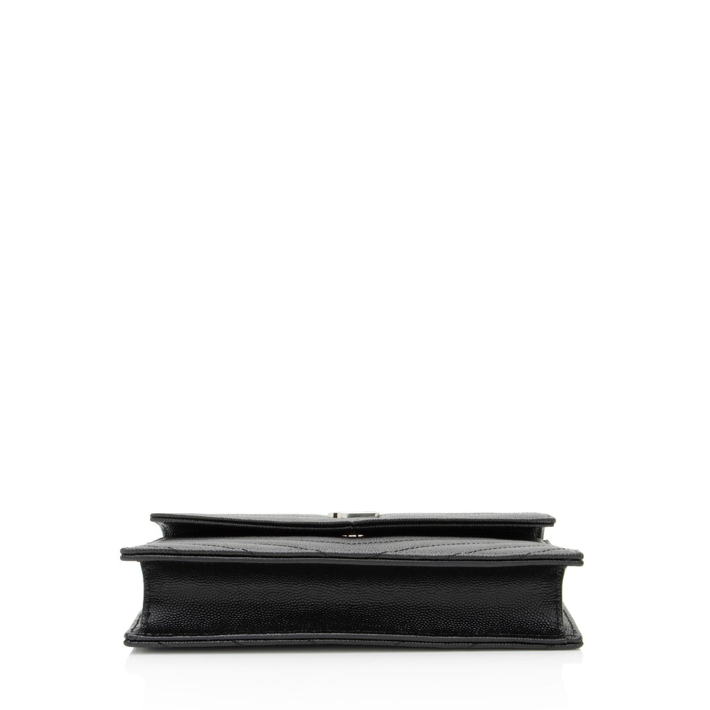 Saint Laurent Matelasse Grain de Poudre Monogram Envelope Chain Wallet