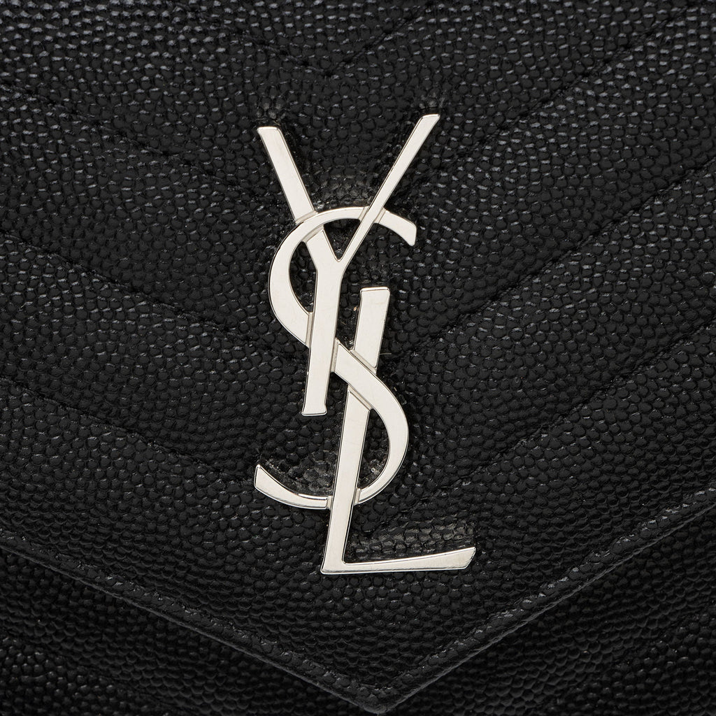 Saint Laurent Matelasse Grain de Poudre Monogram Envelope Chain Wallet