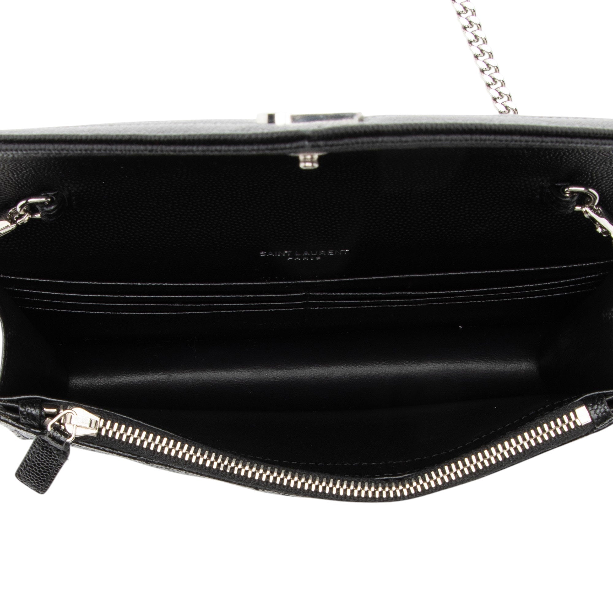 Saint Laurent Matelasse Grain de Poudre Monogram Envelope Chain Wallet