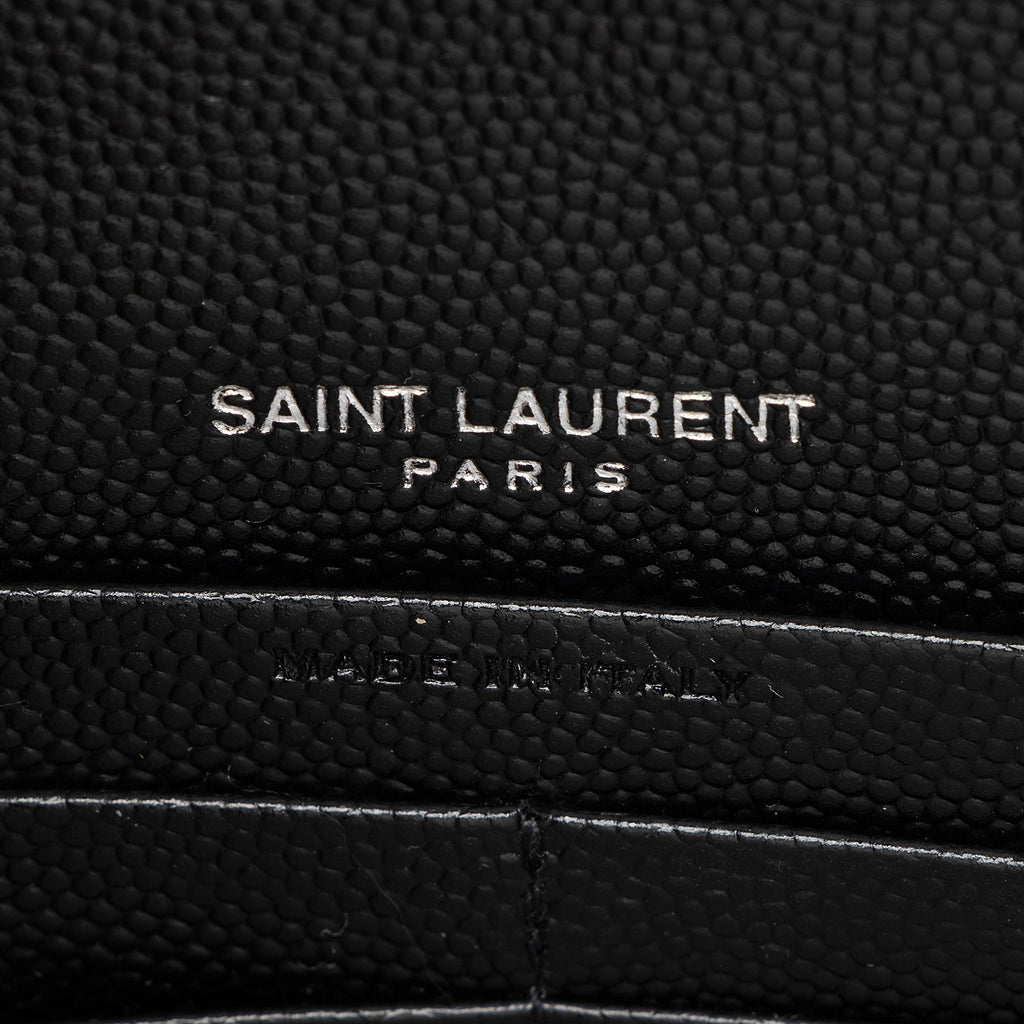 Saint Laurent Matelasse Grain de Poudre Monogram Envelope Chain Wallet
