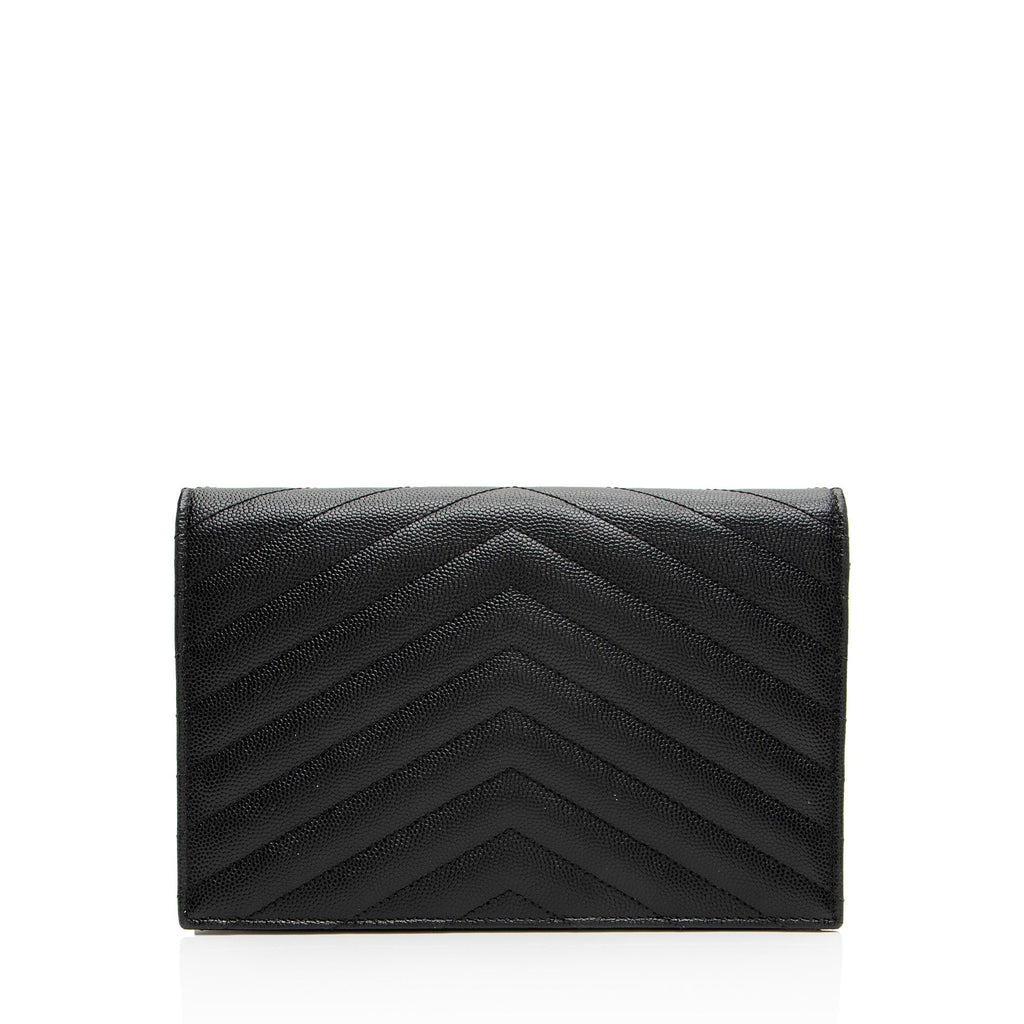 Saint Laurent Matelasse Grain de Poudre Monogram Envelope Chain Wallet