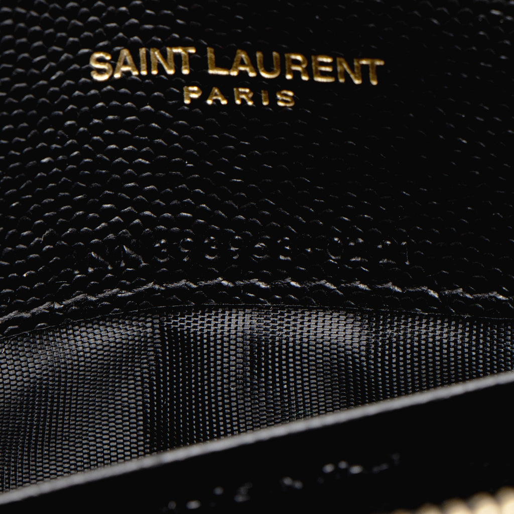 Saint Laurent Matelasse Grain de Poudre Monogram Envelope Chain Wallet
