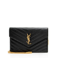 Saint Laurent Matelasse Grain de Poudre Monogram Envelope Chain Wallet