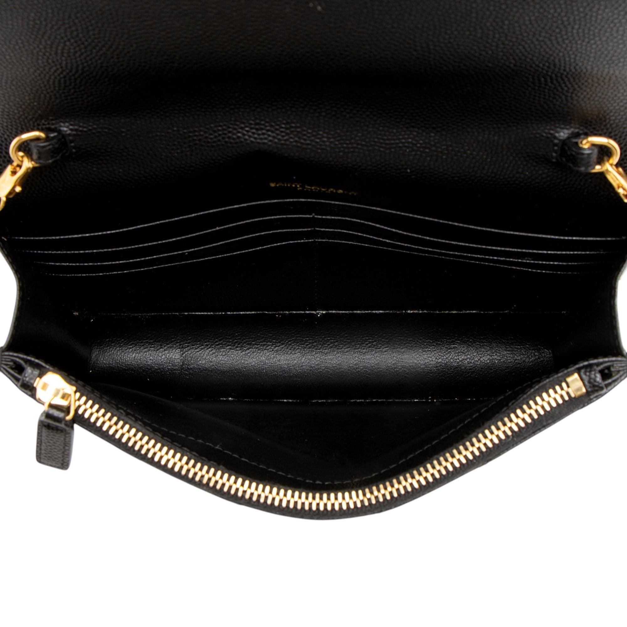 Saint Laurent Matelasse Grain de Poudre Monogram Envelope Chain Wallet