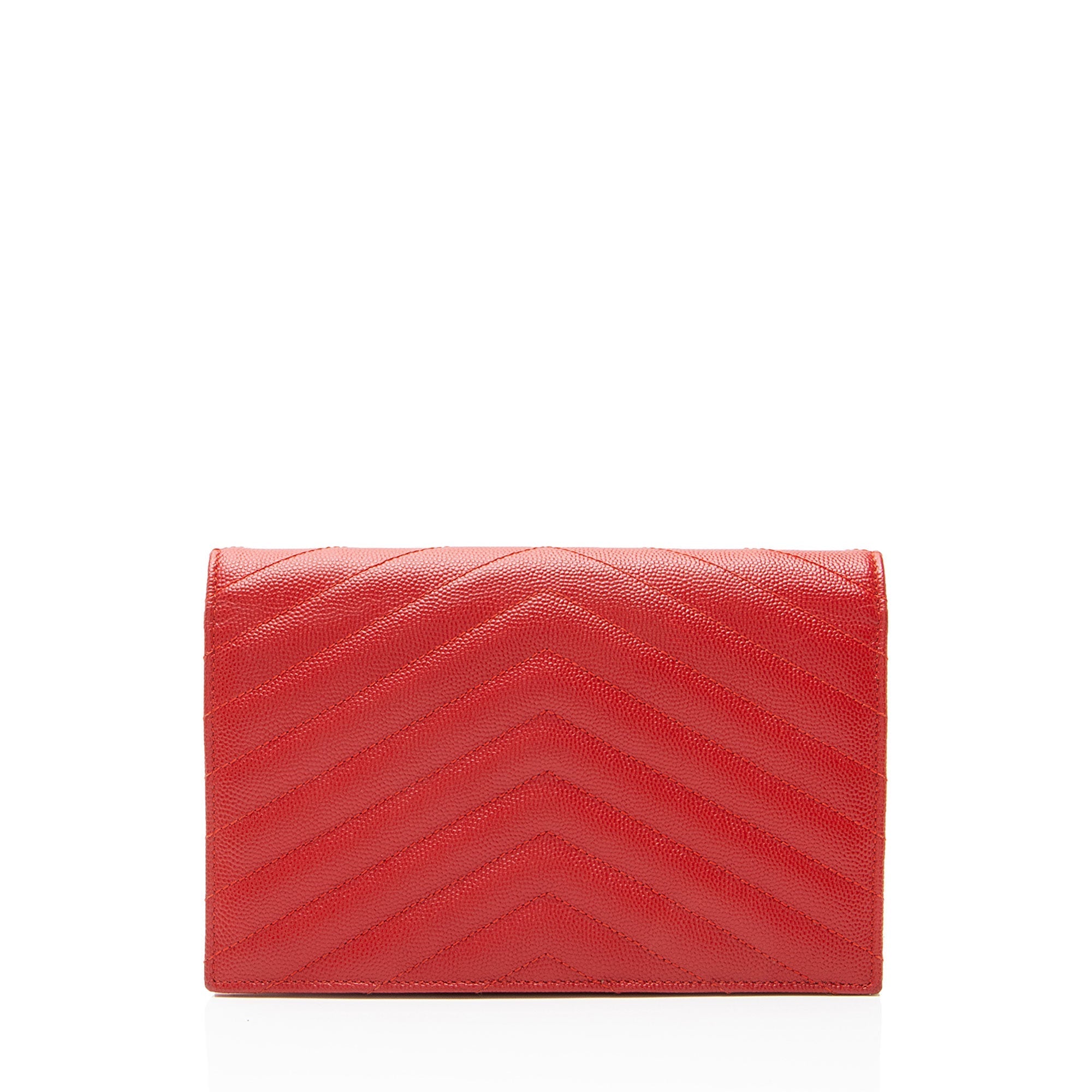 Saint Laurent Matelasse Grain de Poudre Monogram Envelope Chain Wallet