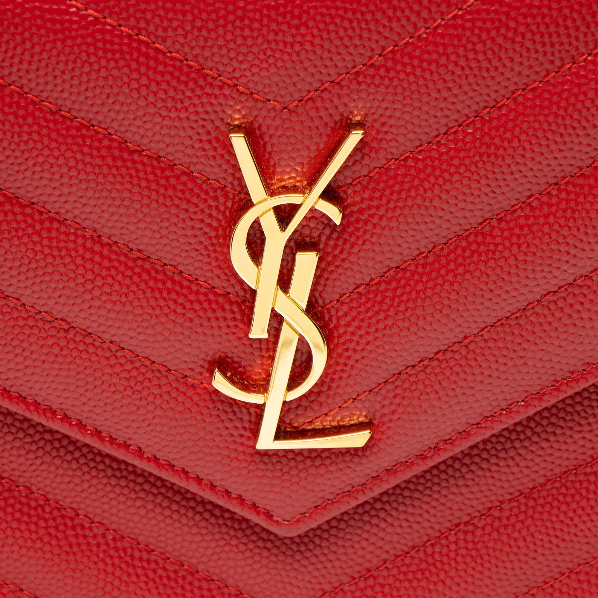Saint Laurent Matelasse Grain de Poudre Monogram Envelope Chain Wallet