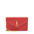 Saint Laurent Matelasse Grain de Poudre Monogram Envelope Chain Wallet