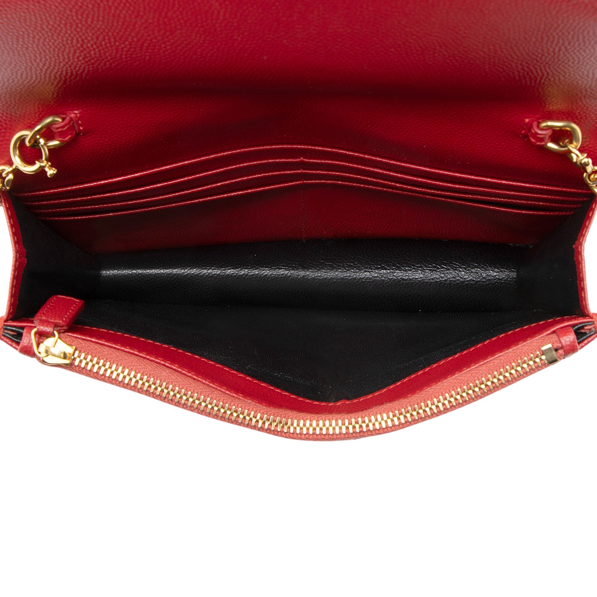 Saint Laurent Matelasse Grain de Poudre Monogram Envelope Chain Wallet