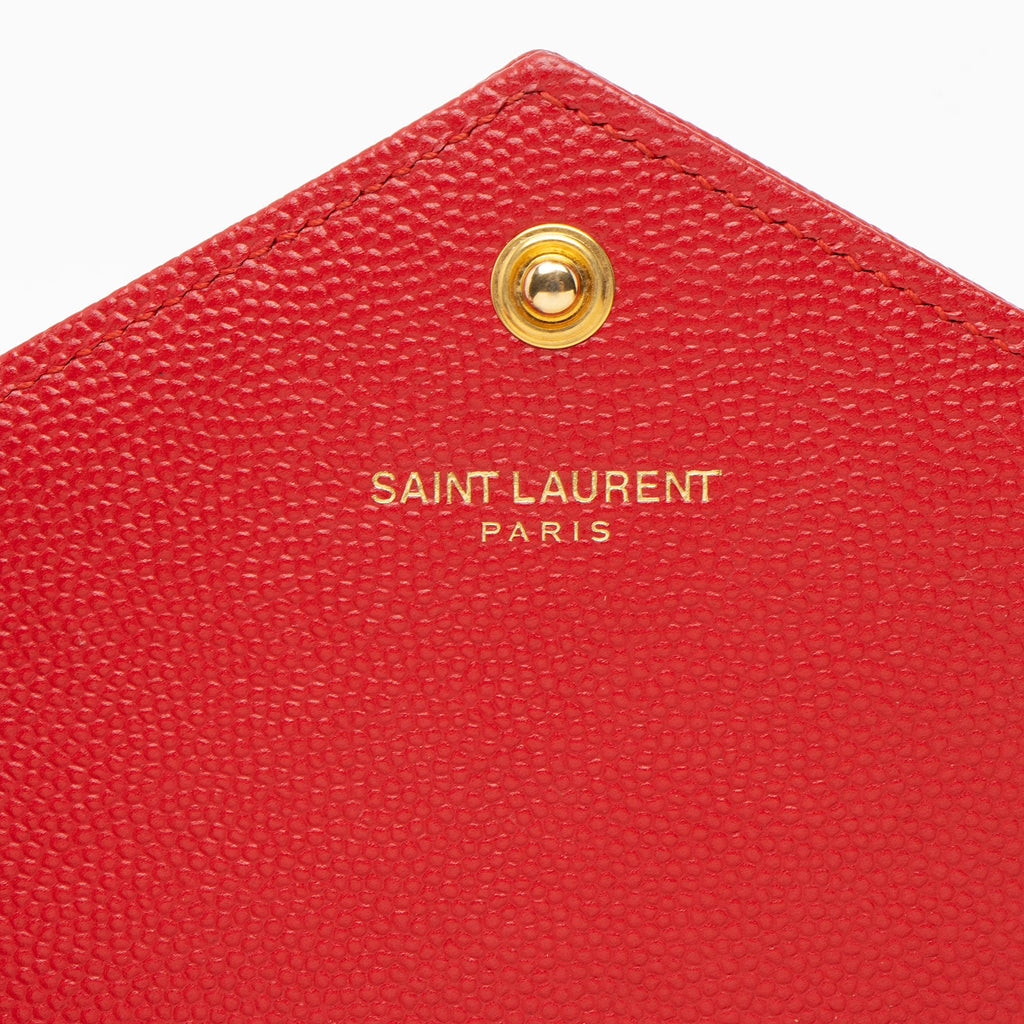 Saint Laurent Matelasse Grain de Poudre Monogram Envelope Chain Wallet