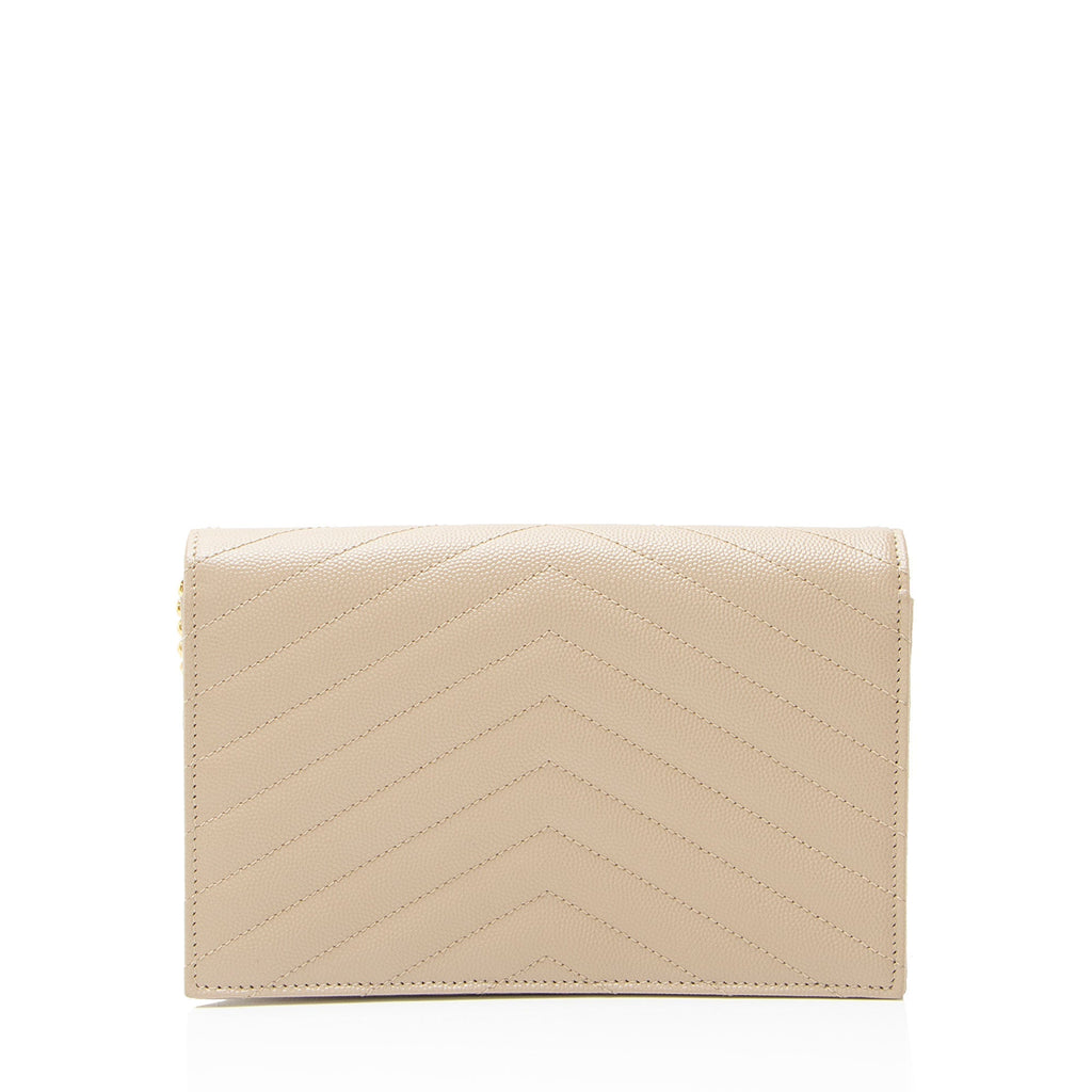 Saint Laurent Matelasse Grain de Poudre Monogram Envelope Chain Wallet