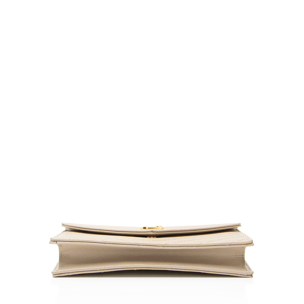 Saint Laurent Matelasse Grain de Poudre Monogram Envelope Chain Wallet