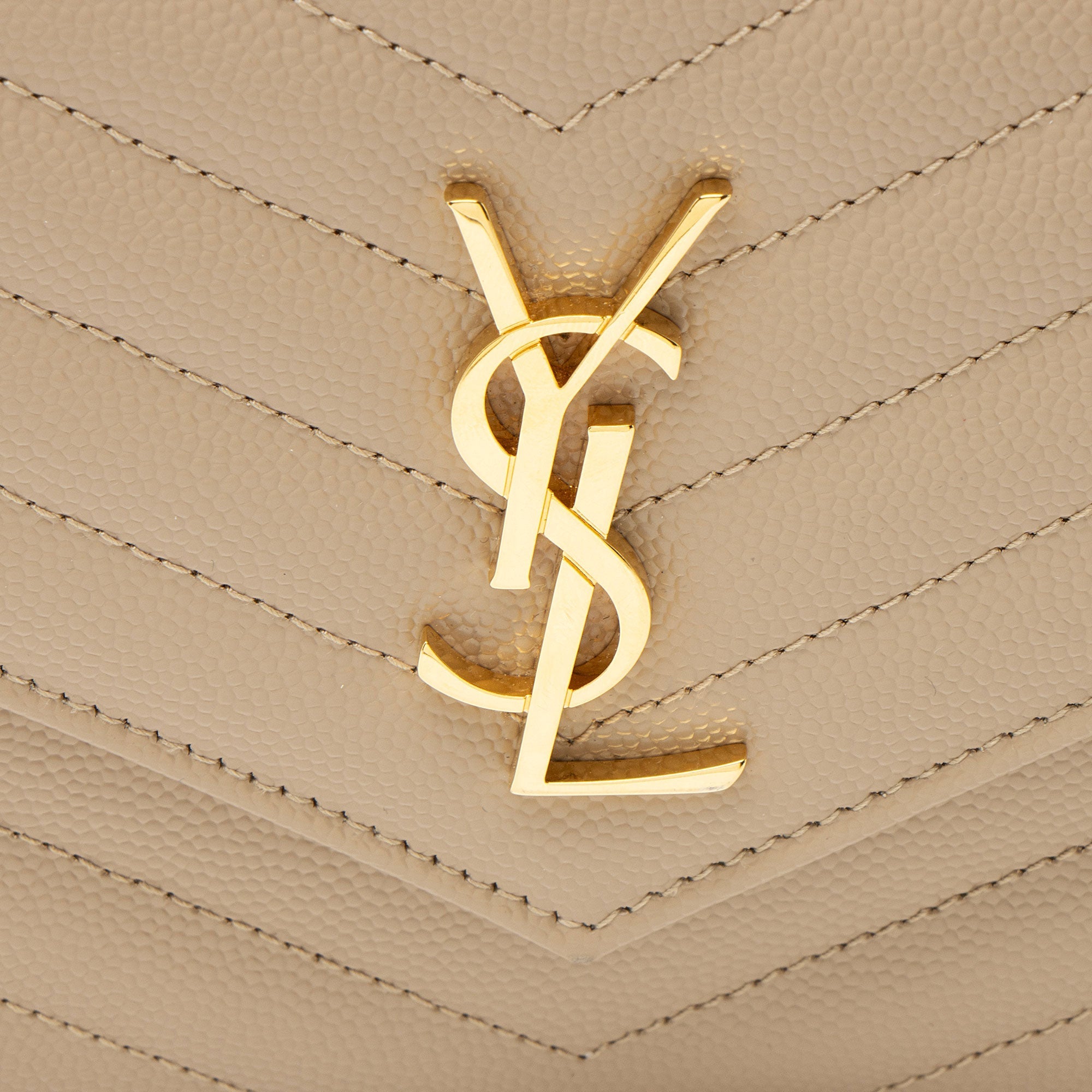 Saint Laurent Matelasse Grain de Poudre Monogram Envelope Chain Wallet