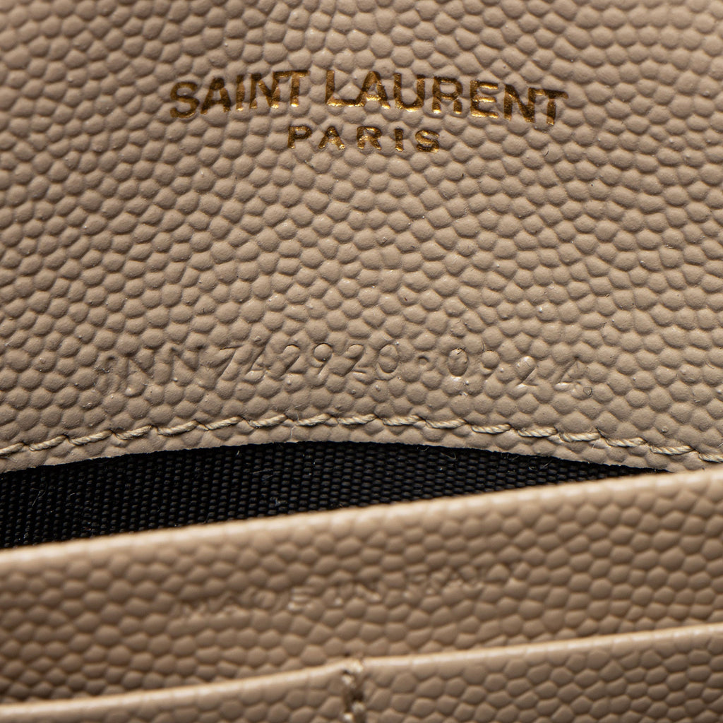Saint Laurent Matelasse Grain de Poudre Monogram Envelope Chain Wallet
