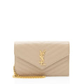 Saint Laurent Matelasse Grain de Poudre Monogram Envelope Chain Wallet
