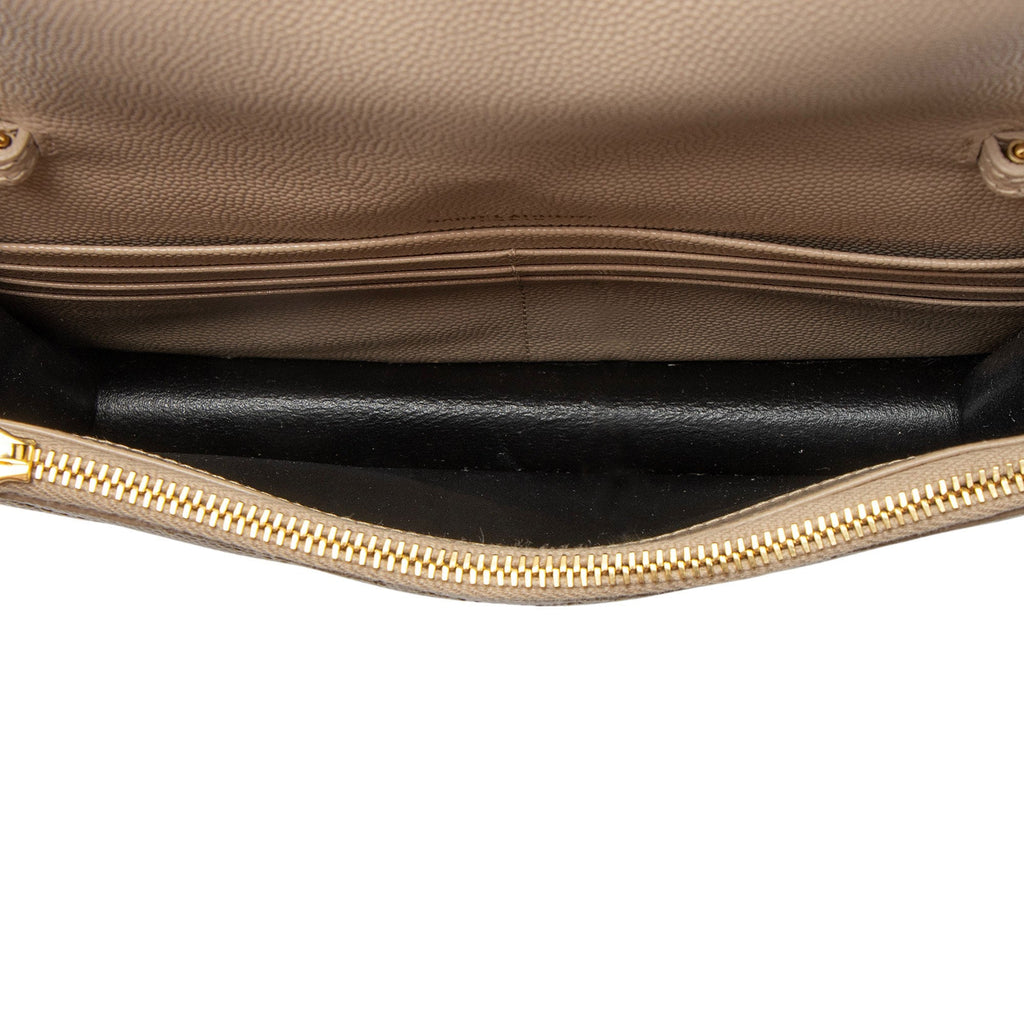 Saint Laurent Matelasse Grain de Poudre Monogram Envelope Chain Wallet