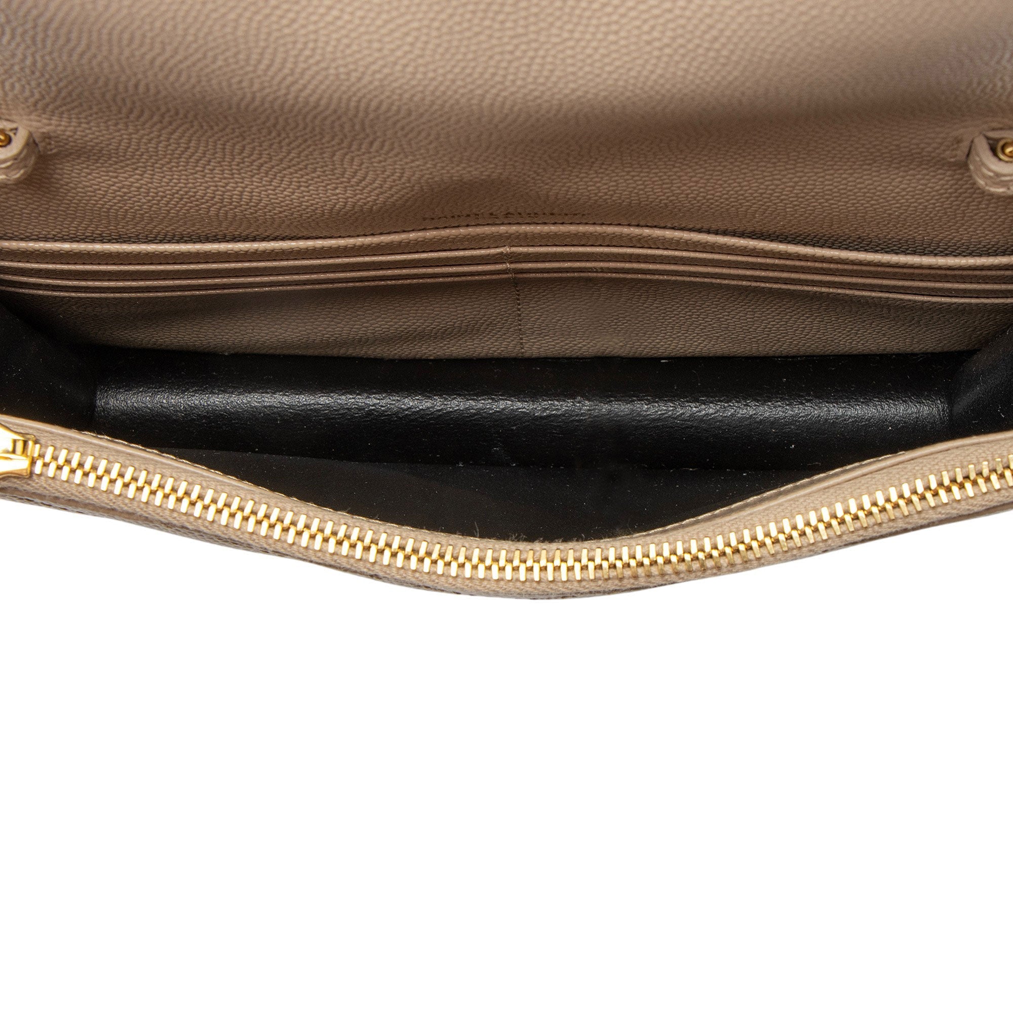 Saint Laurent Matelasse Grain de Poudre Monogram Envelope Chain Wallet