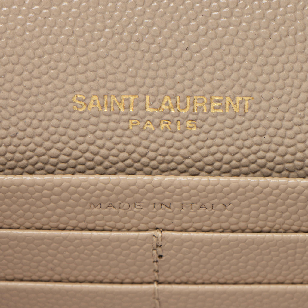 Saint Laurent Matelasse Grain de Poudre Monogram Envelope Chain Wallet