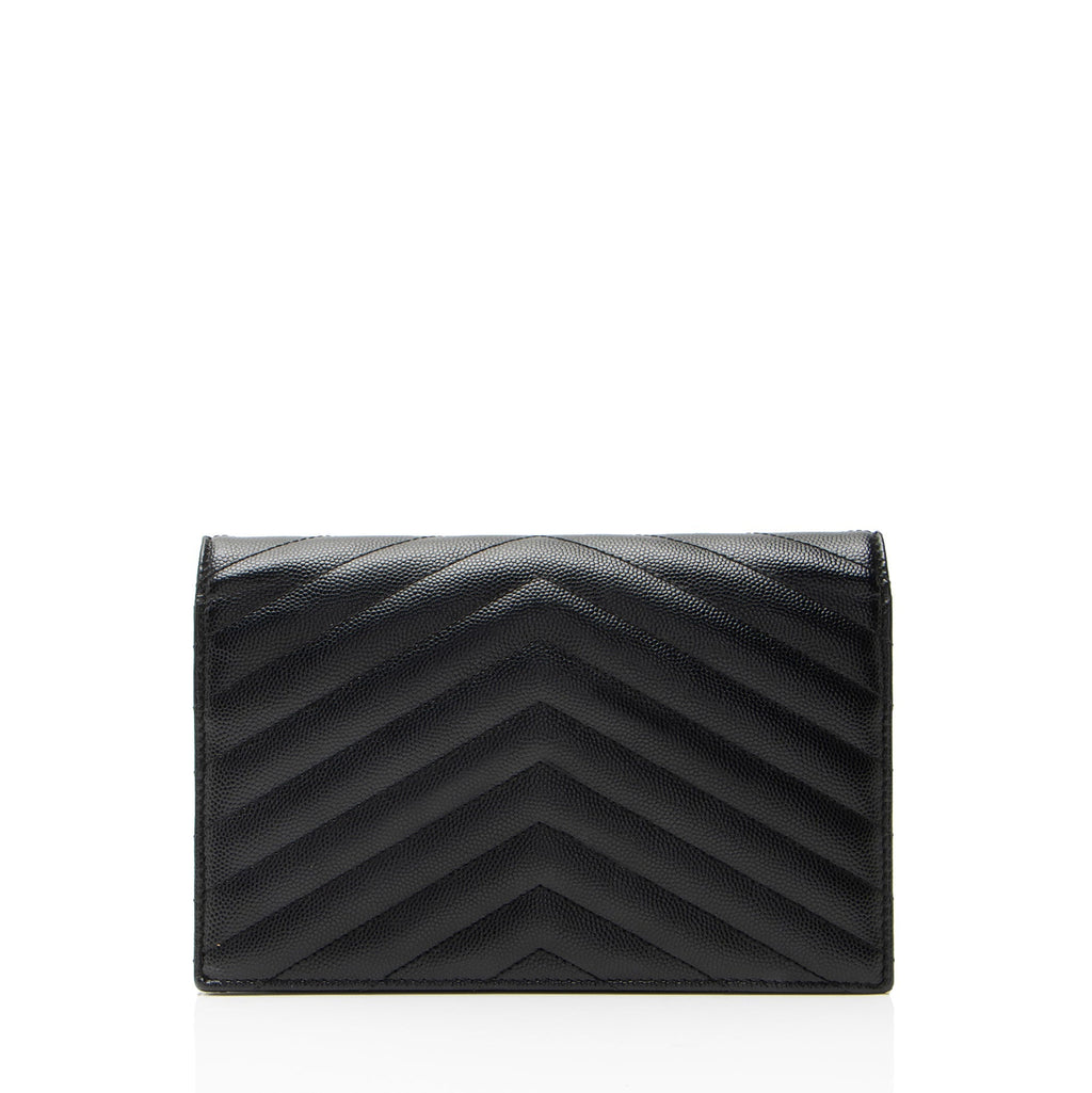 Saint Laurent Matelasse Grain de Poudre Monogram Envelope Chain Wallet