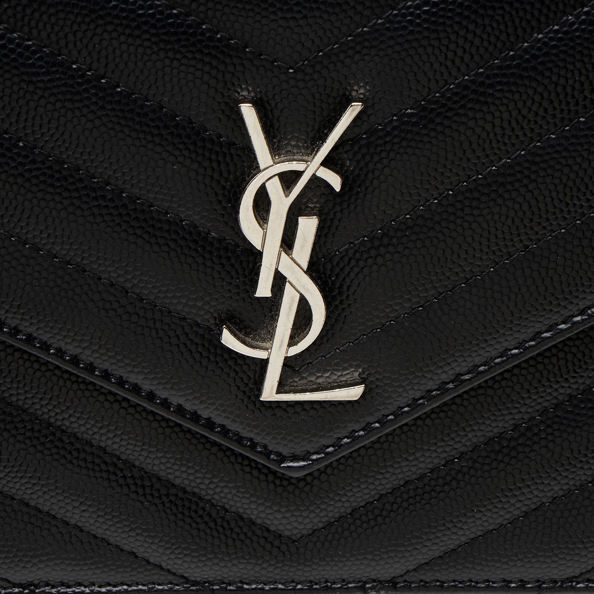 Saint Laurent Matelasse Grain de Poudre Monogram Envelope Chain Wallet