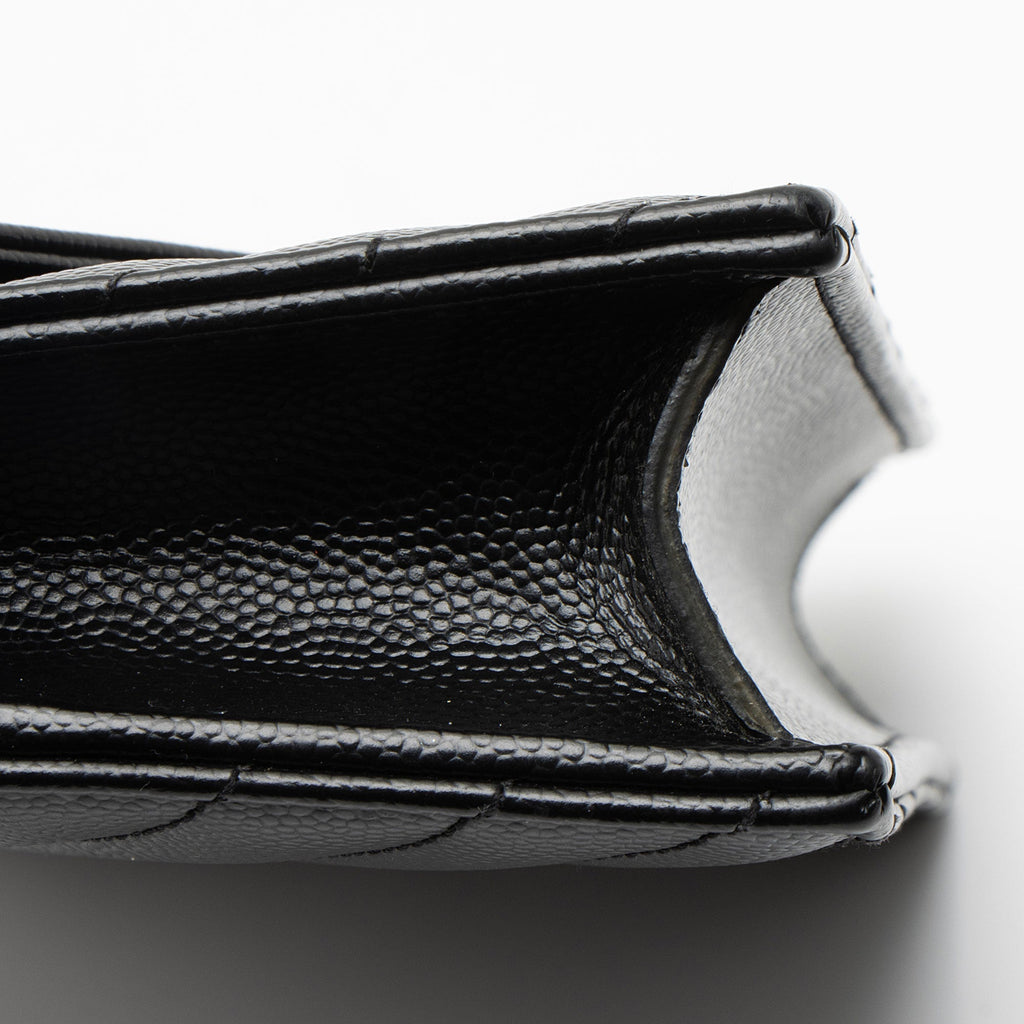 Saint Laurent Matelasse Grain de Poudre Monogram Envelope Chain Wallet