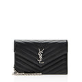 Saint Laurent Matelasse Grain de Poudre Monogram Envelope Chain Wallet