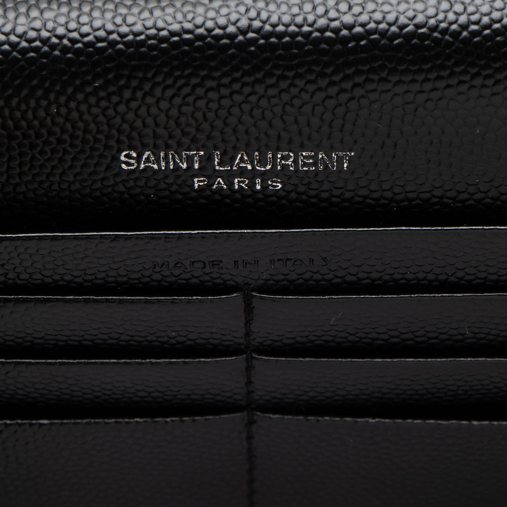 Saint Laurent Matelasse Grain de Poudre Monogram Envelope Chain Wallet